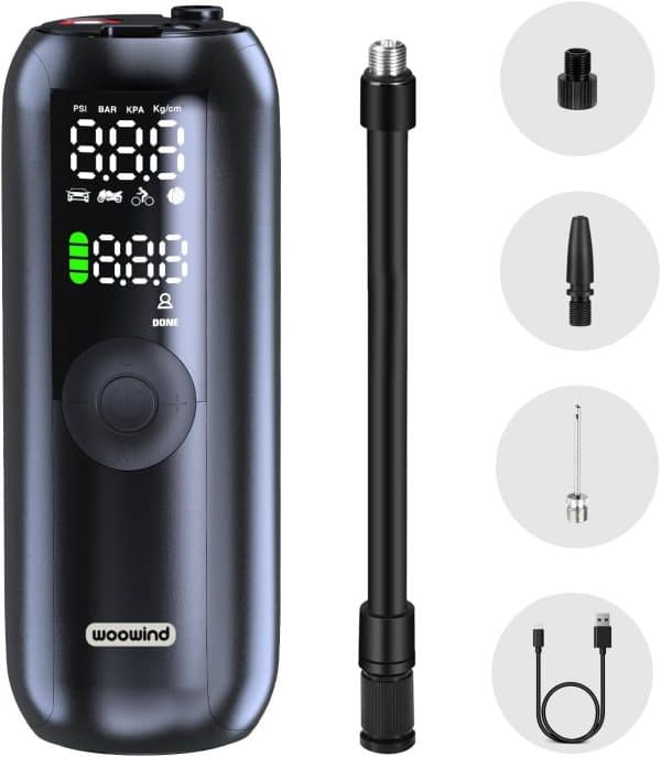 Woowind LP1 Bike Pump and Mini Tire Inflator, Portable Air Compressor